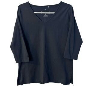 Ana Clare Black V-Neck Top Stretch